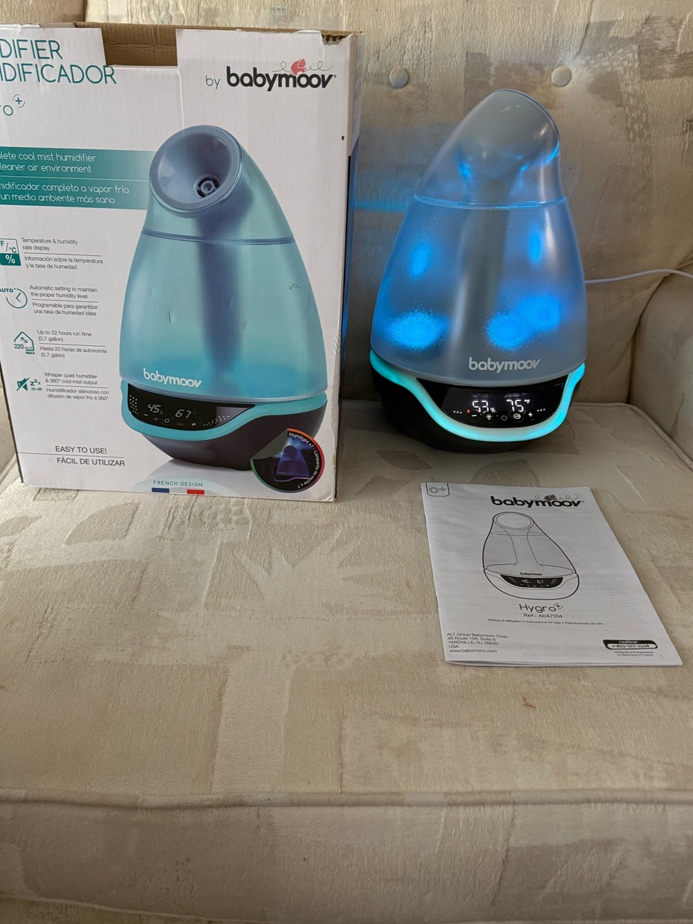 Babymoov Hygro+ Cool Mist Humidifier - Aqua Blue